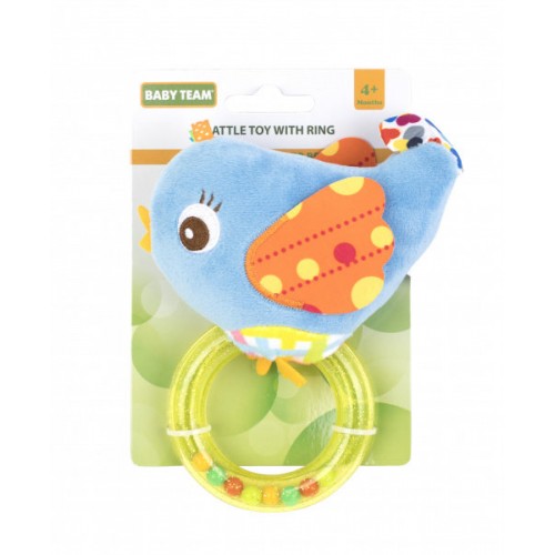 Baby Team Погремушка с кольцом Птичка, 8502 птичка (голубая)
