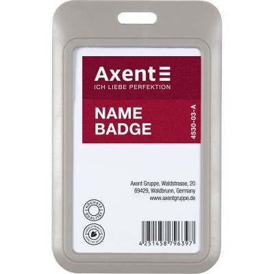Бейдж вертикальный на две стороны Axent 4530-03-A, 54х85 мм, серый