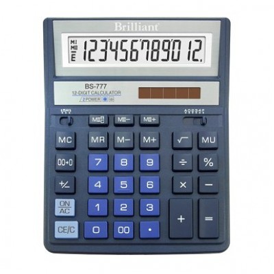 Калькулятор Brilliant BS-777 BL 12dgt 200х157 мм, синий