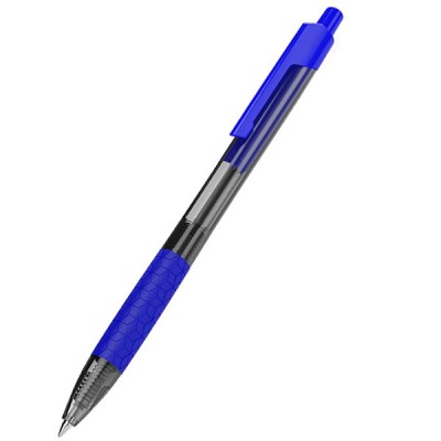 Ручка шариковая Deli EQ01930 Arrow 0,7 автомат резиновый грип, синяя