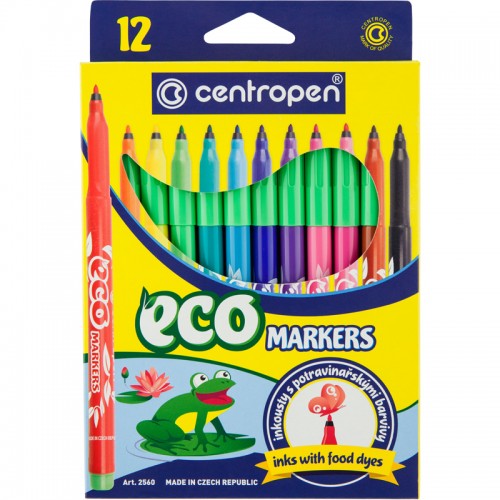 Фломастеры Centropen Еко 12 шт (чернила на основе пищевых красителей), 2560/12