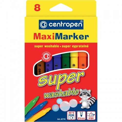 Фломастеры Centropen Maxi Super Washable набор 8 шт, 8770/08