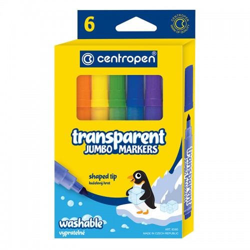 Фломастери Centropen JUMBO TRANSPARENT набір 6 шт, 8580/6