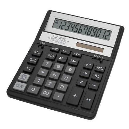 Калькулятор Citizen SDC-888 XBK черный 12dgt, 203х158 мм