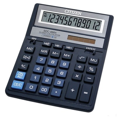 Калькулятор Citizen SDC-888 XBL синий 12dgt, 203х158 мм