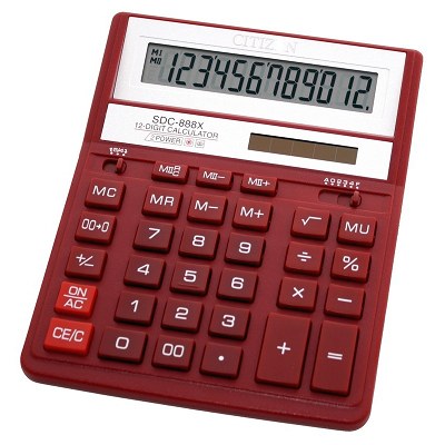 Калькулятор Citizen SDC-888 XRD красный 12dgt, 203х158 мм