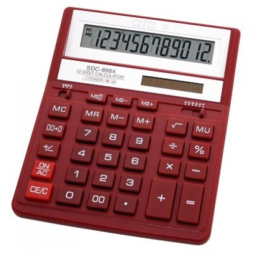 Калькулятор Citizen SDC-888 XRD красный 12dgt, 203х158 мм
