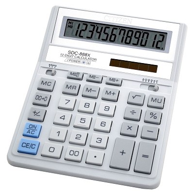 Калькулятор Citizen SDC-888 XWH белый 12dgt, 203х158 мм