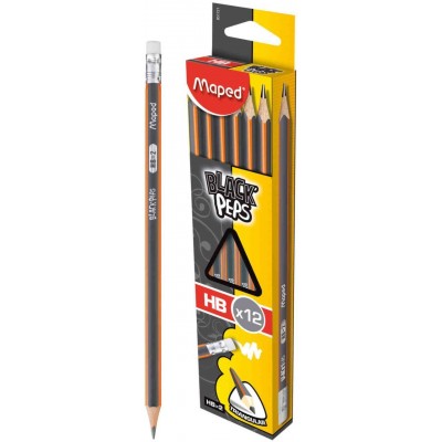 Maped Карандаш чернографитовый Black Peps Classic НВ с ластиком, 851721 1