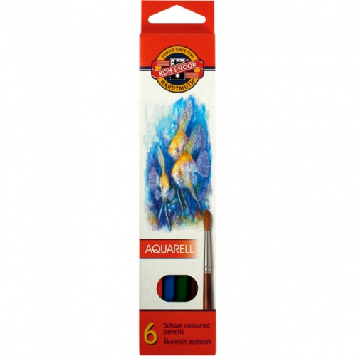 Koh-I-Noor Карандаши цветные акварельные MONDELUZ "Рыбки", 6 цветов, 3715_P