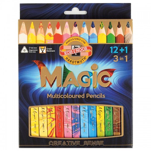 Koh-I-Noor Набор карандашей MAGIC 3в1, 12 цветов + блендер, 340801