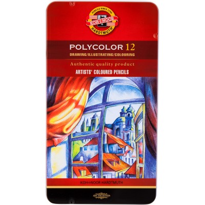 Koh-I-Noor Художественные цветные карандаши POLYCOLOR, 12 цветов, 3822012002PL