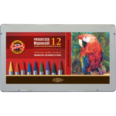 Koh-I-Noor Карандаши цветные акварельные бездревесные PROGRESSO, 12 цветов, 8782