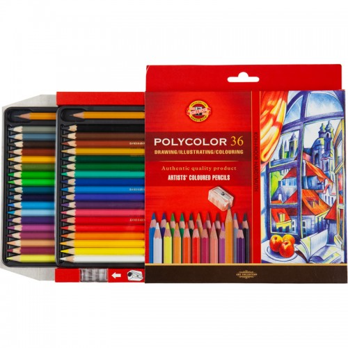 Koh-I-Noor Художественные цветные карандаши POLYCOLOR, 36 цветов, 3835