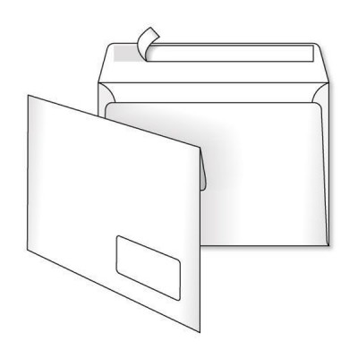 Конверт C5 СКЛ ОКНО 500шт (ЯЩИК) 80г/м2 самоклеящийся, 3544