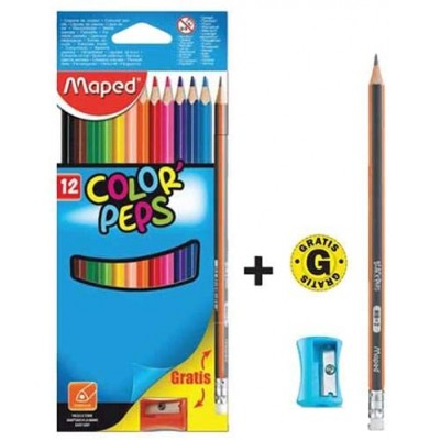 Maped Карандаши цветные ColorPeps 12 цветов, 1 графитный карандаш, 1 точилка, 832023