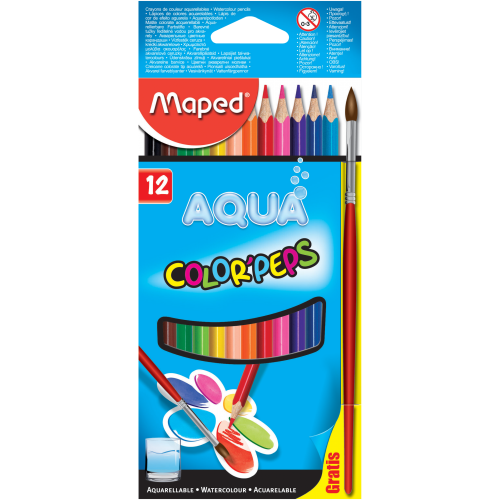 Maped Карандаши цветные Color'Peps Aqua, 12 цветов + кисточка, 836011
