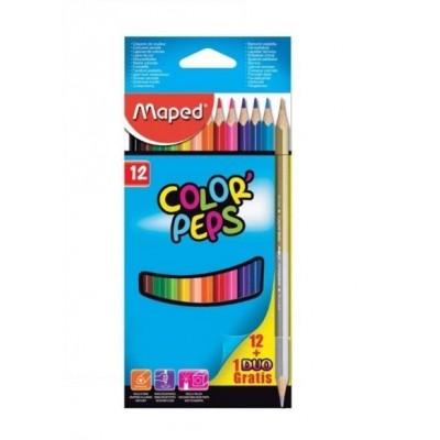 Карандаши цветные Maped ColorPeps 12 цветов + 1 DUO карандаш (Gold/Silver), 832021