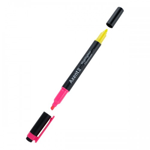 Маркер текстовый Axent Highlighter Dual клиновидный (розовый, желтый), 2534-10-A