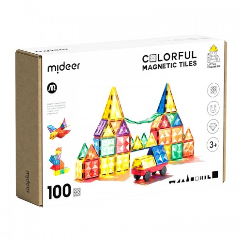 Mideer Цветной магнитный конструктор Цветные плитки 100 деталей, CT1211