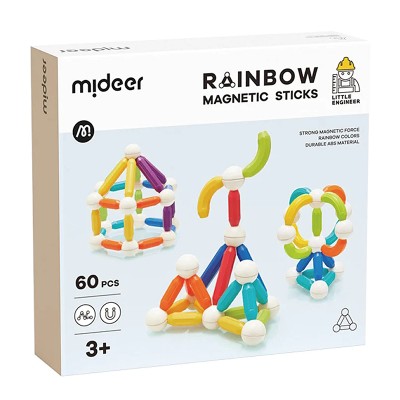 Mideer Магнитный конструктор Палочки радуги 60 деталей, MD1169