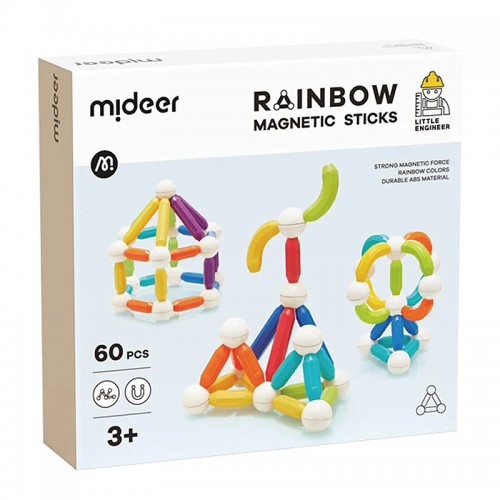 Mideer Магнитный конструктор Палочки радуги 60 деталей, MD1169