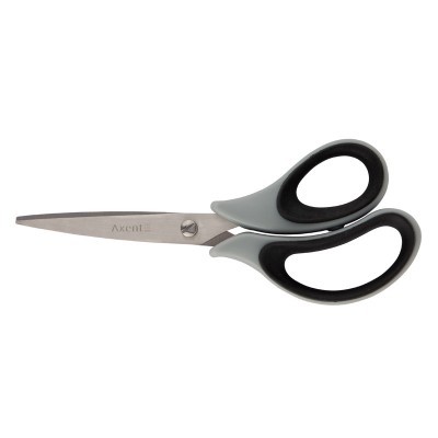 Ножницы Axent Duoton Soft 6101-01-A, 16.5 см, прорезиненные ручки, серо-черные