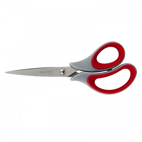 Ножницы Axent Duoton Soft 6101-06-A, 16.5 см, прорезиненные ручки, серо-красные