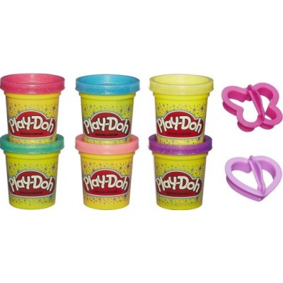 Play-Doh Набор пластилина из 6 баночек с блёстками (Уценка), A5417-bt
