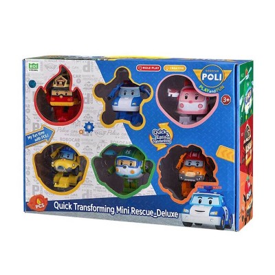 Robocar POLI Игровой набор Мини спасатели-трансформеры Делюкс (6 персонажей), ZR-915
