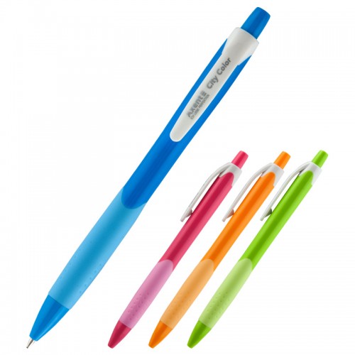 Ручка шариковая автоматическая Axent City Color AB1085-02, синяя