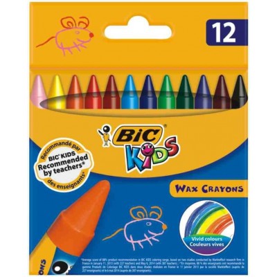 BiC Kids Набор мелков восковых Wax Crayons 12шт, 927829